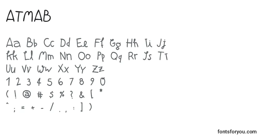 Schriftart ATMAB    (120208) – Alphabet, Zahlen, spezielle Symbole