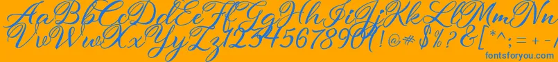 atmaka Font – Blue Fonts on Orange Background