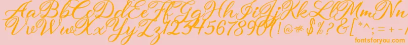 atmaka-Schriftart – Orangefarbene Schriften auf rosa Hintergrund