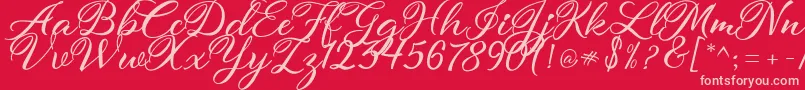 atmaka-Schriftart – Rosa Schriften auf rotem Hintergrund