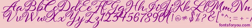 atmaka-fontti – violetit fontit vaaleanpunaisella taustalla