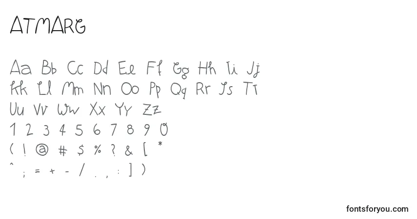 A fonte ATMARG   (120210) – alfabeto, números, caracteres especiais