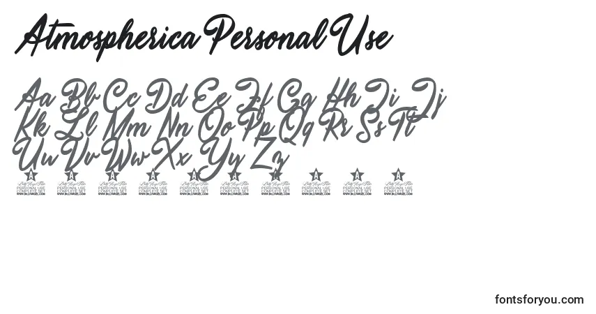 Schriftart Atmospherica Personal Use – Alphabet, Zahlen, spezielle Symbole