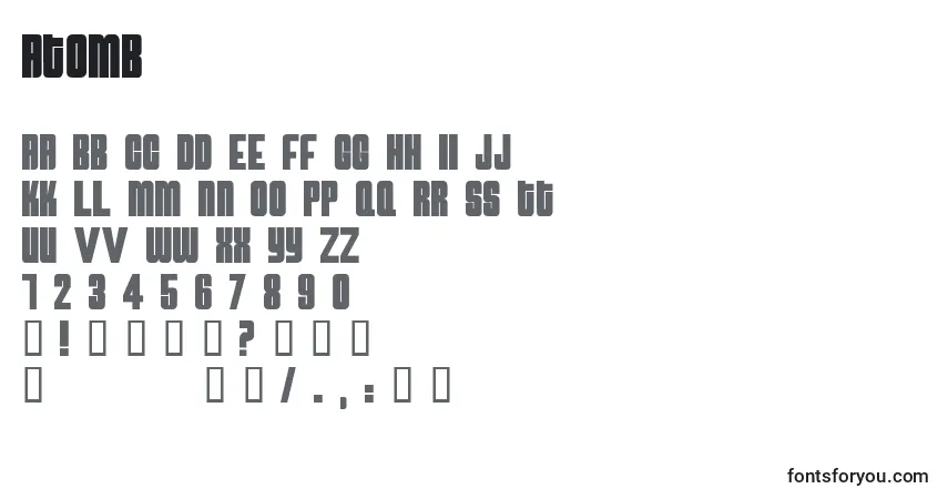 A fonte ATOMB    (120213) – alfabeto, números, caracteres especiais