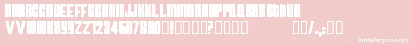ATOMB   -fontti – valkoiset fontit vaaleanpunaisella taustalla