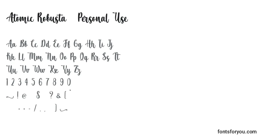 A fonte Atomic Robusta   Personal Use – alfabeto, números, caracteres especiais