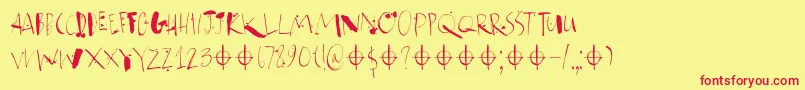 Atonement DEMO-Schriftart – Rote Schriften auf gelbem Hintergrund