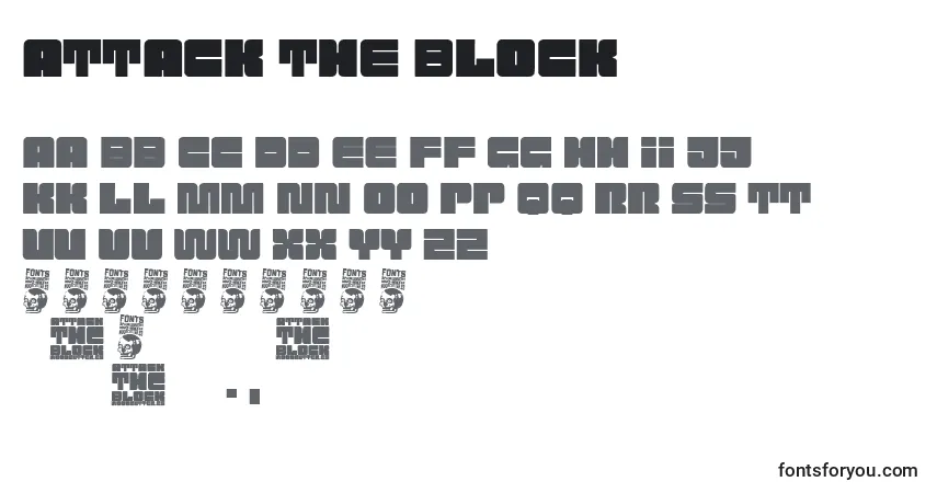 Czcionka Attack the Block – alfabet, cyfry, specjalne znaki