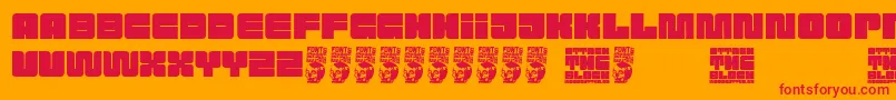 Attack the Block Font – Red Fonts on Orange Background