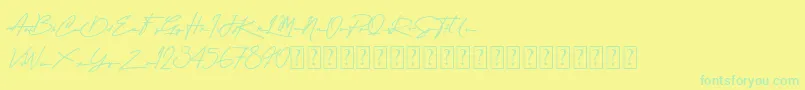 Czcionka Attention Script Demo – zielone czcionki na żółtym tle
