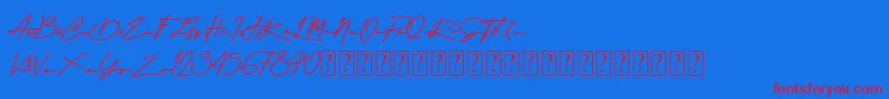 Attention Script Demo Font – Red Fonts on Blue Background