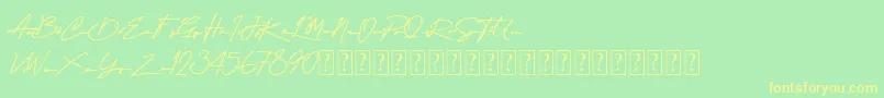 Attention Script Demo Font – Yellow Fonts on Green Background