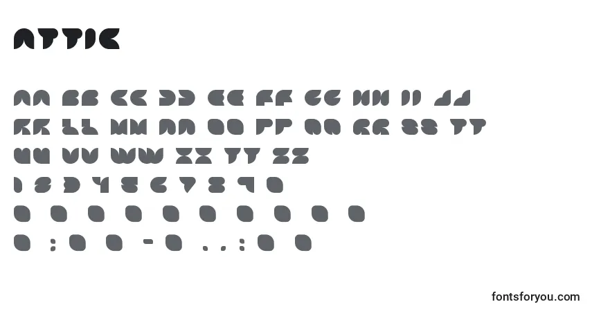 Czcionka ATTIC    (120224) – alfabet, cyfry, specjalne znaki