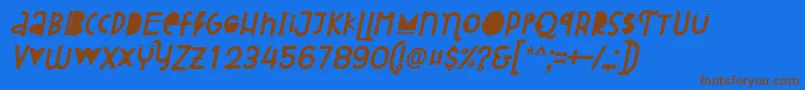 フォントAttracted Monday Italic – 茶色の文字が青い背景にあります。