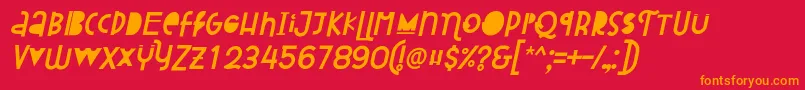 Attracted Monday Italic-Schriftart – Orangefarbene Schriften auf rotem Hintergrund