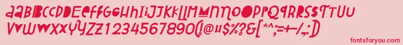 フォントAttracted Monday Italic – ピンクの背景に赤い文字
