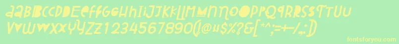 フォントAttracted Monday Italic – 黄色の文字が緑の背景にあります