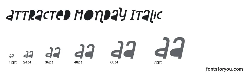 Размеры шрифта Attracted Monday Italic