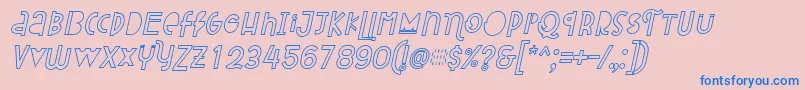 Attracted Monday Outline Italic-Schriftart – Blaue Schriften auf rosa Hintergrund