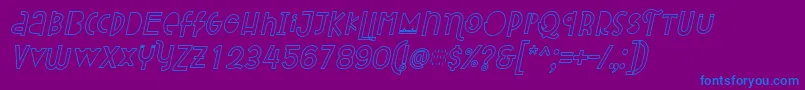 Attracted Monday Outline Italic-Schriftart – Blaue Schriften auf violettem Hintergrund