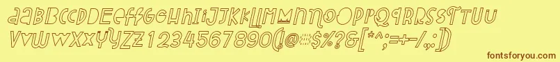 Attracted Monday Outline Italic Font – Brown Fonts on Yellow Background