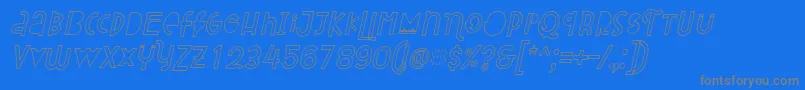 フォントAttracted Monday Outline Italic – 青い背景に灰色の文字