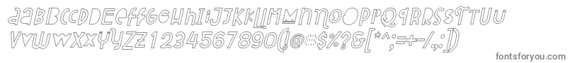 Attracted Monday Outline Italic-fontti – harmaat kirjasimet valkoisella taustalla