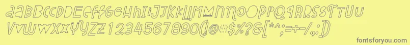 Шрифт Attracted Monday Outline Italic – серые шрифты на жёлтом фоне