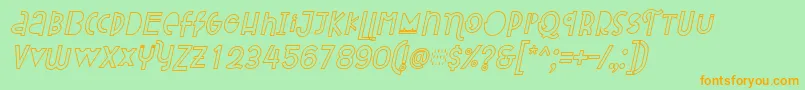 Attracted Monday Outline Italic Font – Orange Fonts on Green Background