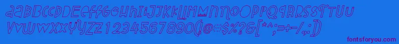 フォントAttracted Monday Outline Italic – 紫色のフォント、青い背景