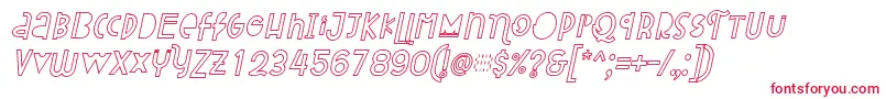 Attracted Monday Outline Italic-Schriftart – Rote Schriften auf weißem Hintergrund