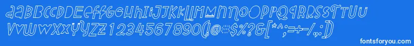 Attracted Monday Outline Italic-Schriftart – Weiße Schriften auf blauem Hintergrund