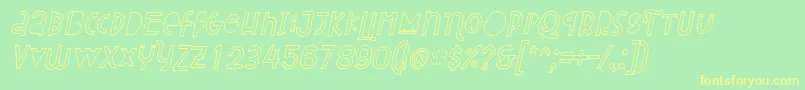 Attracted Monday Outline Italic Font – Yellow Fonts on Green Background