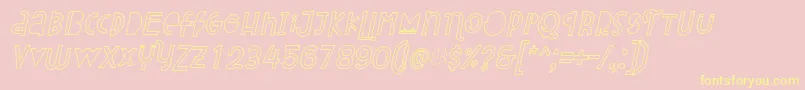 Attracted Monday Outline Italic-fontti – keltaiset fontit vaaleanpunaisella taustalla