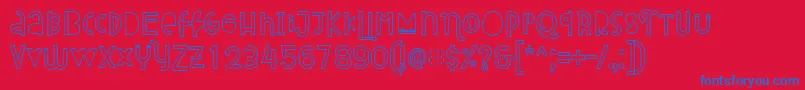 Attracted Monday Outline-Schriftart – Blaue Schriften auf rotem Hintergrund