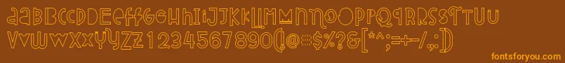 Attracted Monday Outline-Schriftart – Orangefarbene Schriften auf braunem Hintergrund