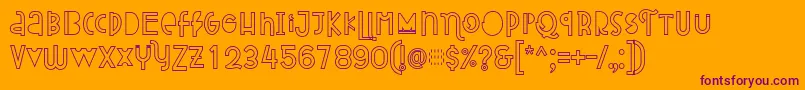 Attracted Monday Outline-Schriftart – Violette Schriften auf orangefarbenem Hintergrund