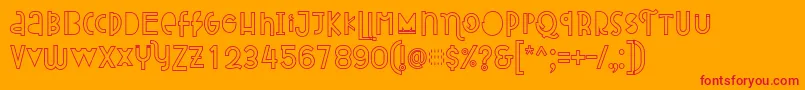 Attracted Monday Outline-Schriftart – Rote Schriften auf orangefarbenem Hintergrund