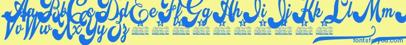 Attraction Personal Use Font – Blue Fonts on Yellow Background