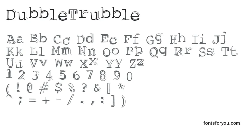 Schriftart DubbleTrubble – Alphabet, Zahlen, spezielle Symbole