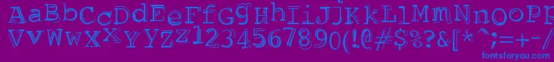 DubbleTrubble-Schriftart – Blaue Schriften auf violettem Hintergrund