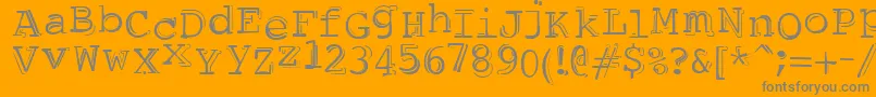 DubbleTrubble-fontti – harmaat kirjasimet oranssilla taustalla