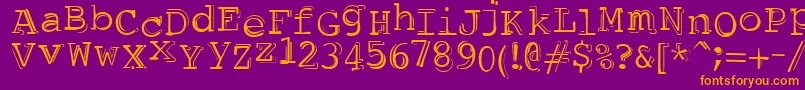 Fonte DubbleTrubble – fontes laranjas em um fundo violeta