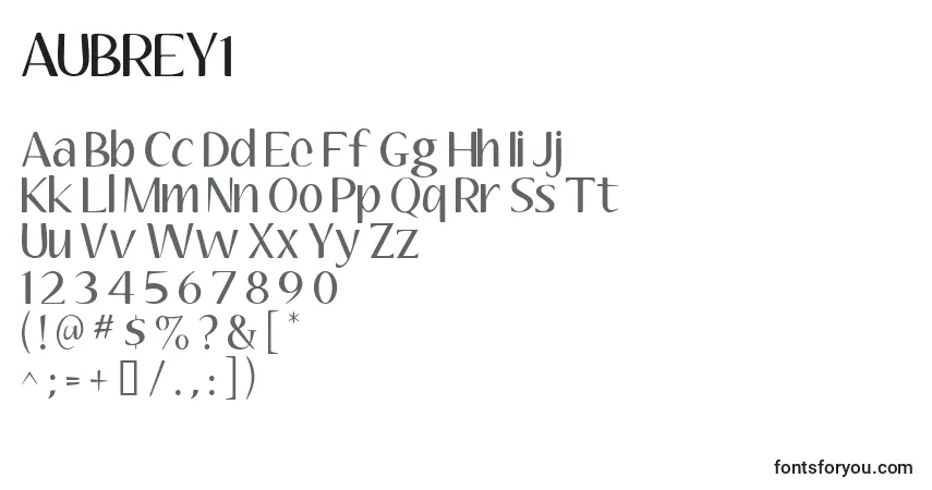 Czcionka AUBREY1   (120235) – alfabet, cyfry, specjalne znaki
