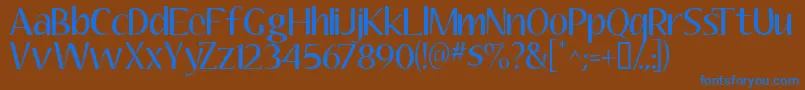 AUBREY1  -Schriftart – Blaue Schriften auf braunem Hintergrund