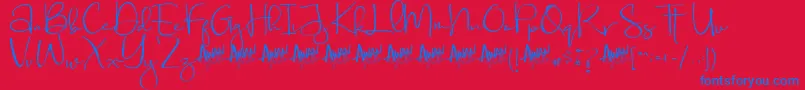 Aubrielle Demo-Schriftart – Blaue Schriften auf rotem Hintergrund