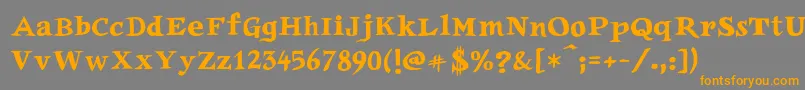 フォントAuca – オレンジの文字は灰色の背景にあります。