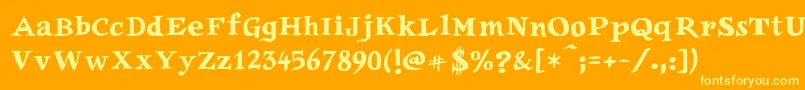 フォントAuca – オレンジの背景に黄色の文字