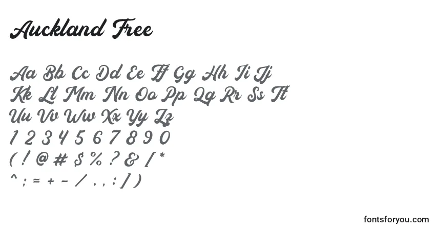 Fuente Auckland Free - alfabeto, números, caracteres especiales
