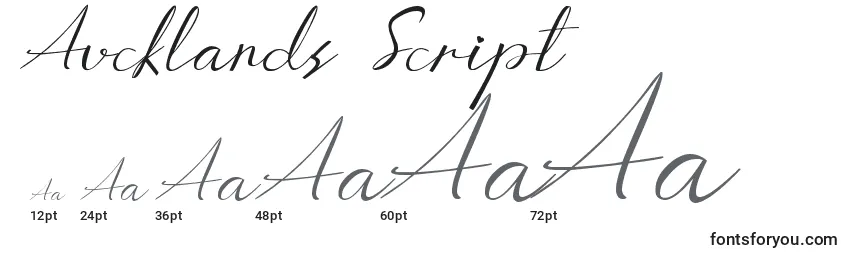 Aucklands Script-fontin koot